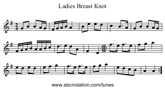 Ladies Breast Knot - staff notation