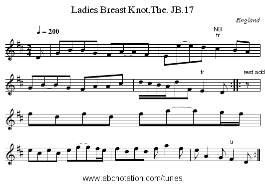 Ladies Breast Knot,The. JB.17 - staff notation