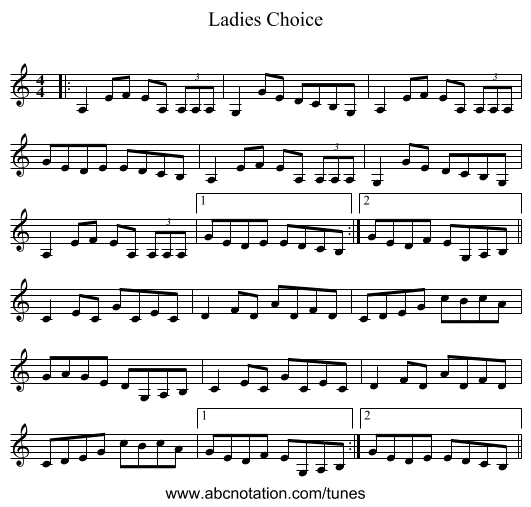 Ladies Choice - staff notation