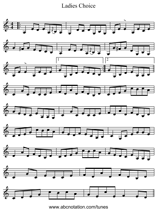 Ladies Choice - staff notation