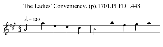 Ladies' Conveniency. (p).1701.PLFD1.448, The - staff notation