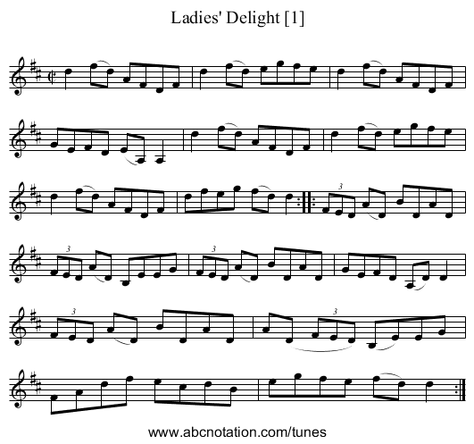 Ladies' Delight [1] - staff notation