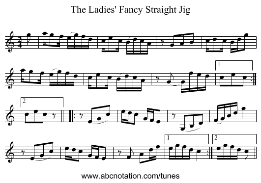 Ladies' Fancy Straight Jig, The - staff notation