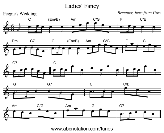 Ladies' Fancy - staff notation