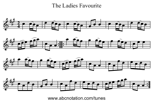 Ladies Favourite, The - staff notation