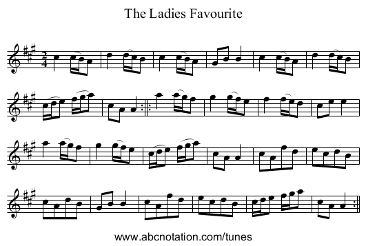 Ladies Favourite, The - staff notation