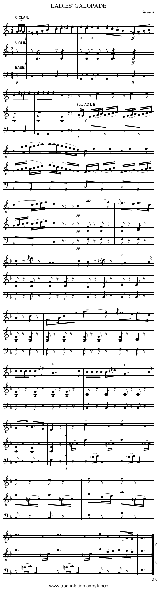 LADIES' GALOPADE - staff notation
