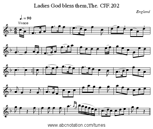 Ladies God bless them,The. CJF.202 - staff notation