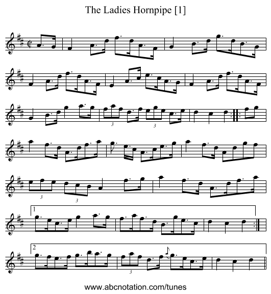 Ladies Hornpipe [1], The - staff notation