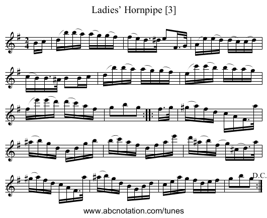 Ladies’ Hornpipe [3] - staff notation