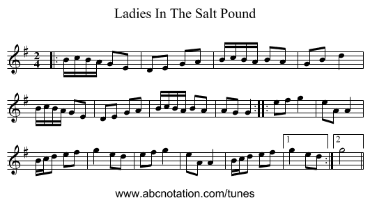 Ladies In The Salt Pound - staff notation