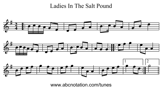 Ladies In The Salt Pound - staff notation