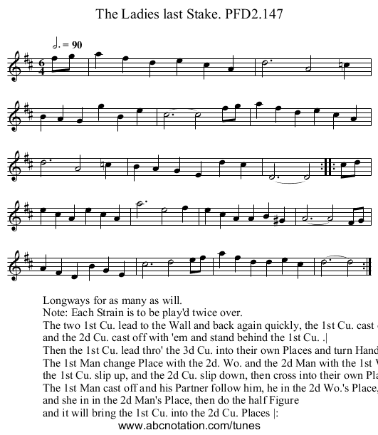 Ladies last Stake. PFD2.147, The - staff notation