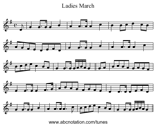 Ladies March - staff notation