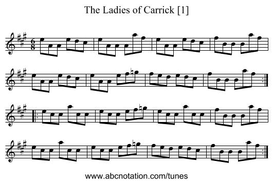 Ladies of Carrick [1], The - staff notation