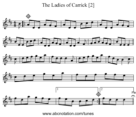 Ladies of Carrick [2], The - staff notation