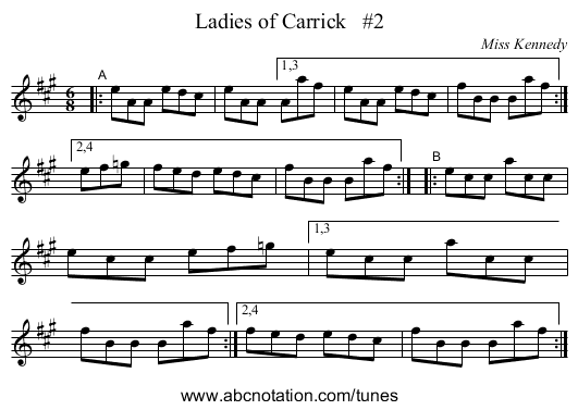Ladies of Carrick   #2 - staff notation