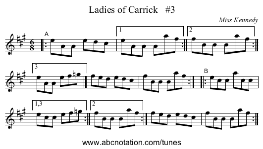 Ladies of Carrick   #3 - staff notation