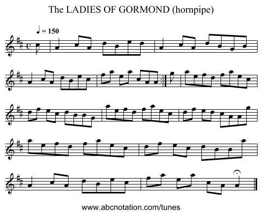 LADIES OF GORMOND (hornpipe), The - staff notation