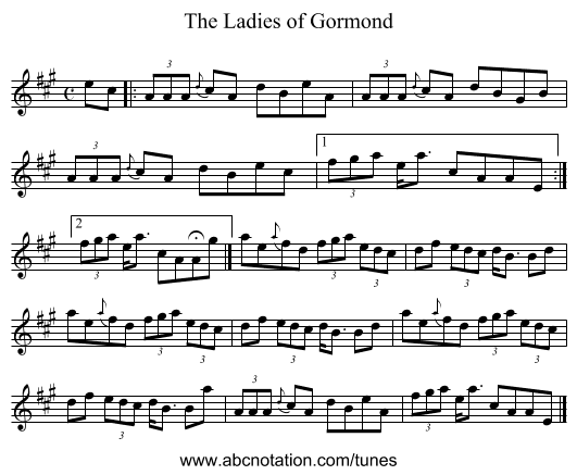 Ladies of Gormond, The - staff notation