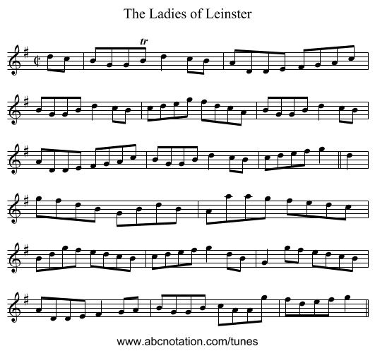 Ladies of Leinster, The - staff notation