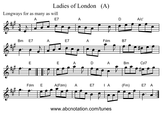 Ladies of London   (A) - staff notation