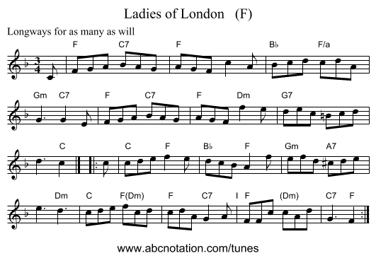 Ladies of London   (F) - staff notation