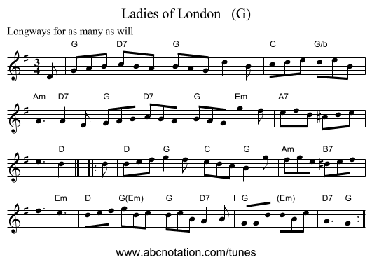 Ladies of London   (G) - staff notation