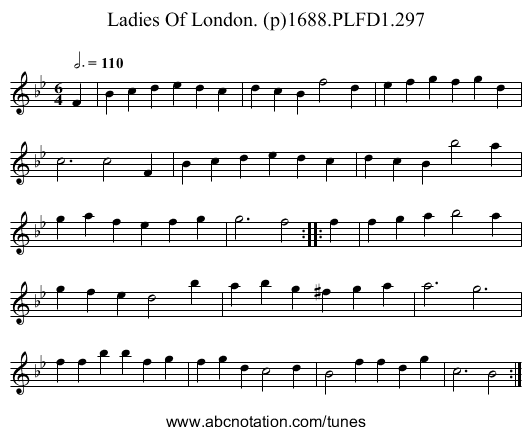 Ladies Of London. (p)1688.PLFD1.297 - staff notation