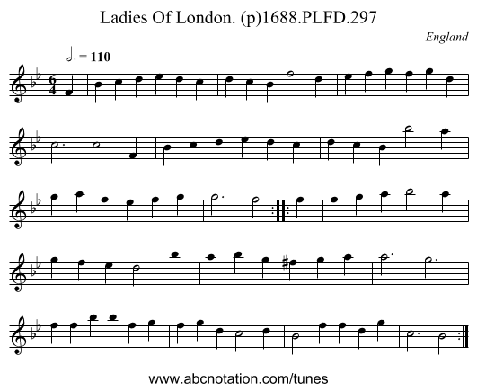 Ladies Of London. (p)1688.PLFD.297 - staff notation