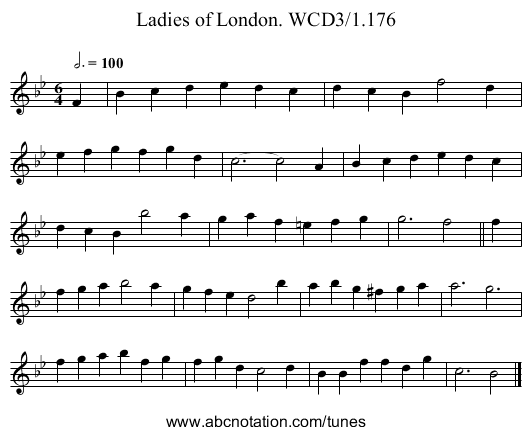 Ladies of London. WCD3/1.176 - staff notation