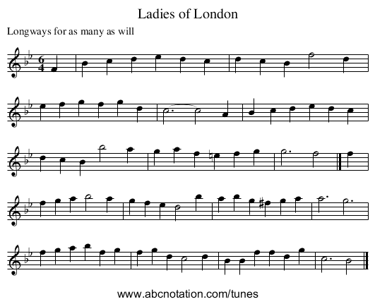 Ladies of London - staff notation