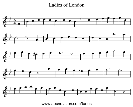 Ladies of London - staff notation