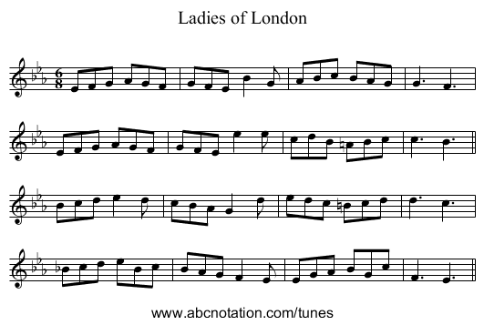 Ladies of London - staff notation