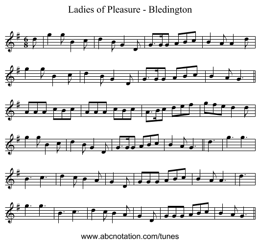 Ladies of Pleasure - Bledington - staff notation