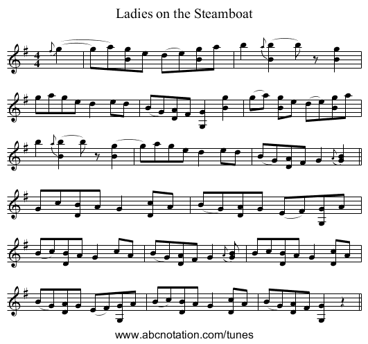 Ladies on the Steamboat - staff notation