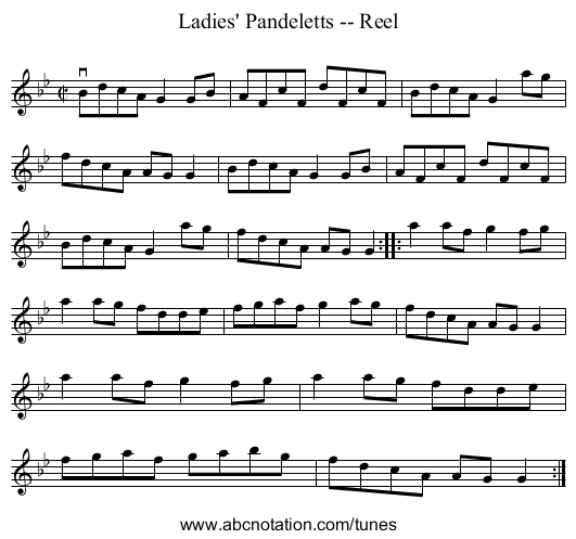 Ladies' Pandeletts -- Reel - staff notation