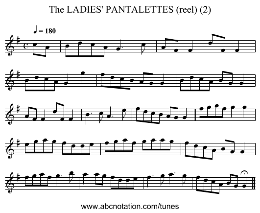 LADIES' PANTALETTES (reel) (2), The - staff notation