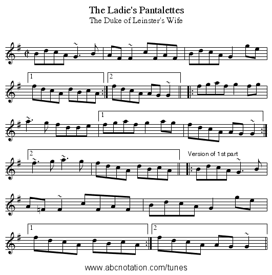 Ladie's Pantalettes, The - staff notation