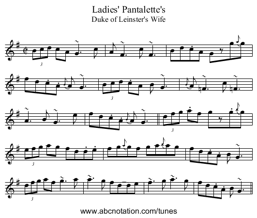 Ladies' Pantalette's - staff notation
