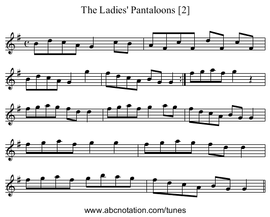 Ladies' Pantaloons [2], The - staff notation