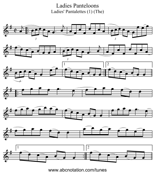 Ladies Panteloons - staff notation