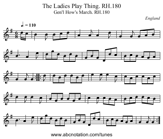Ladies Play Thing. RH.180, The - staff notation