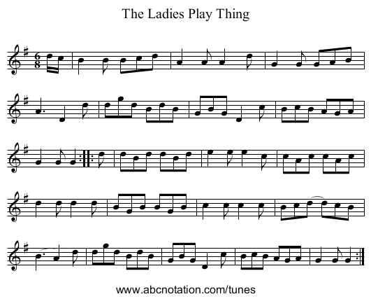 Ladies Play Thing, The - staff notation