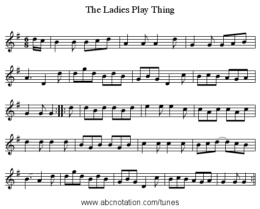 Ladies Play Thing, The - staff notation