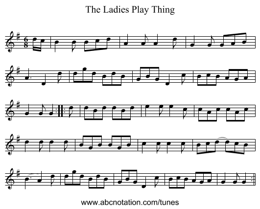 Ladies Play Thing, The - staff notation