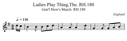 Ladies Play Thing,The. RH.180 - staff notation