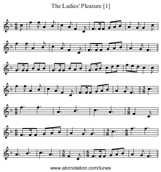 Ladies' Pleasure [1], The - staff notation