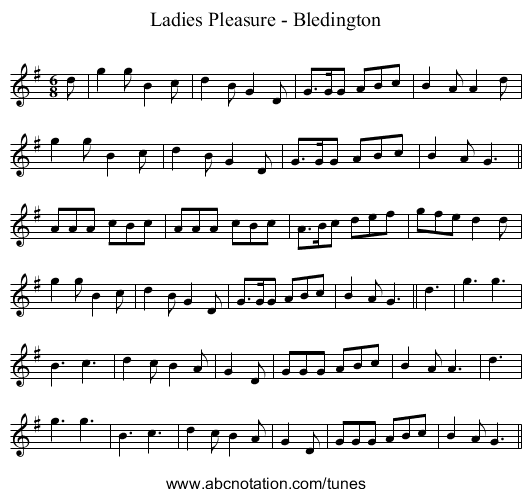 Ladies Pleasure - Bledington - staff notation