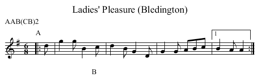 Ladies' Pleasure (Bledington) - staff notation